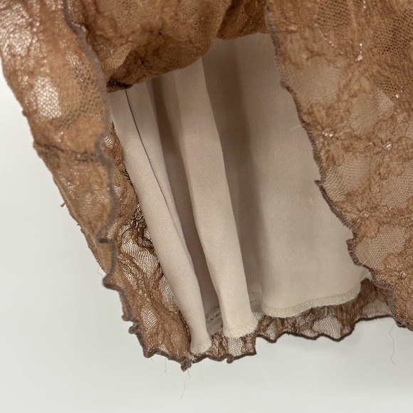 Y2K vintage babydoll lace brown retro whimsical sparkle top 2000 soft girl XL - Picture 2 of 7